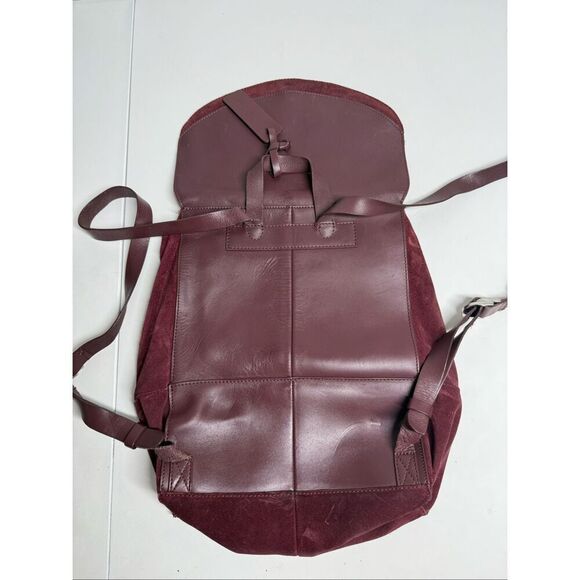 Kiomi Women’s Leather Suede Backpack Burgundy 11” X 10” See Description main image 8
